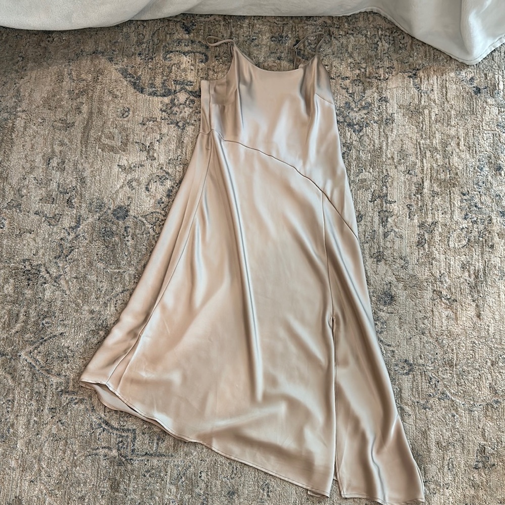 A New Day Tan Asymmetrical Slip Dress